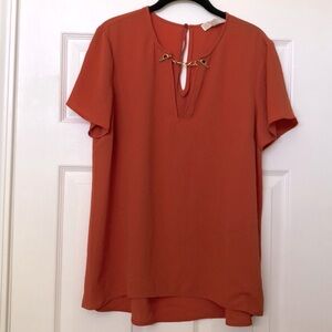 NWT Michael Kors Orange Spice Short Sleeve Blouse - Large